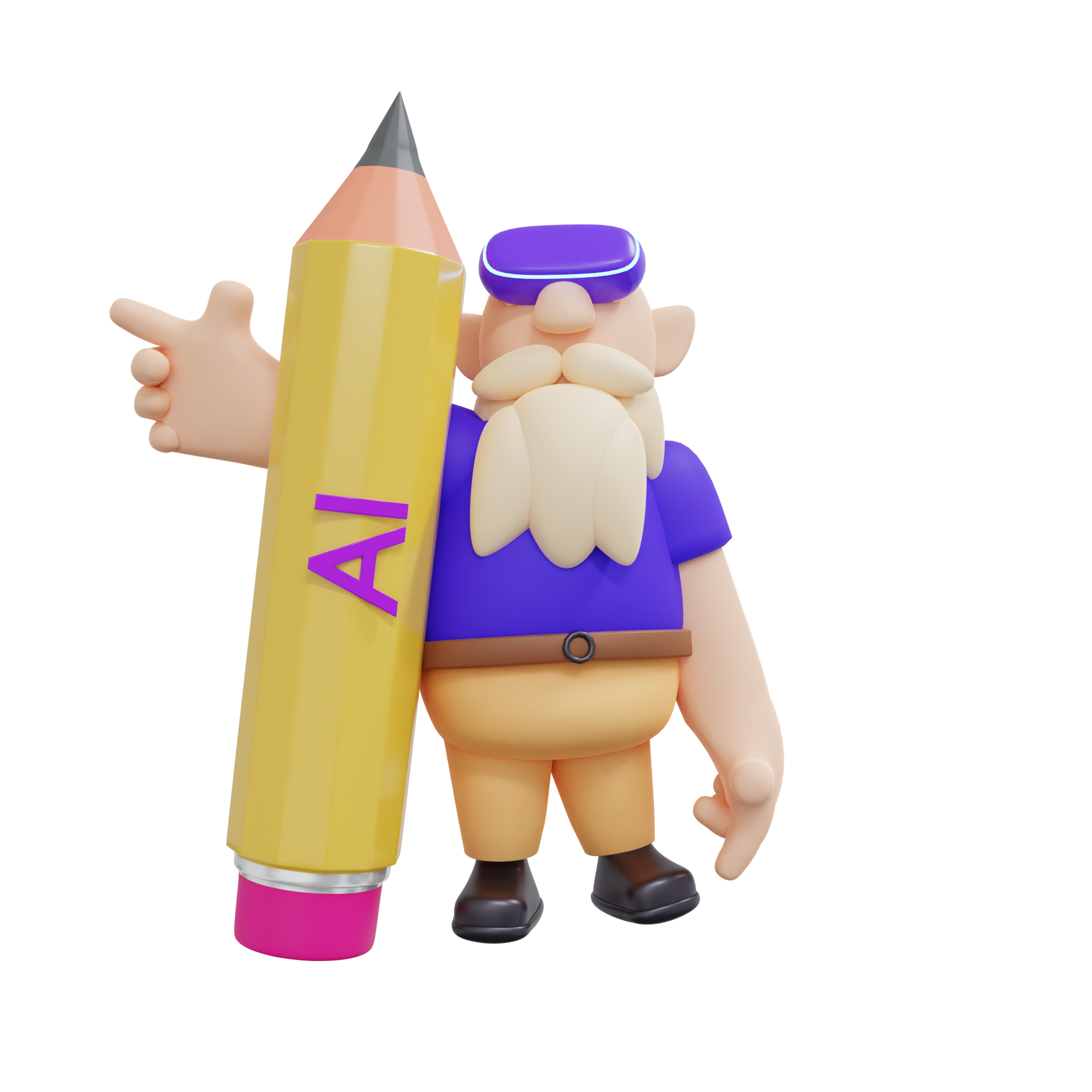 AI Content Creator Wizard 3D Character