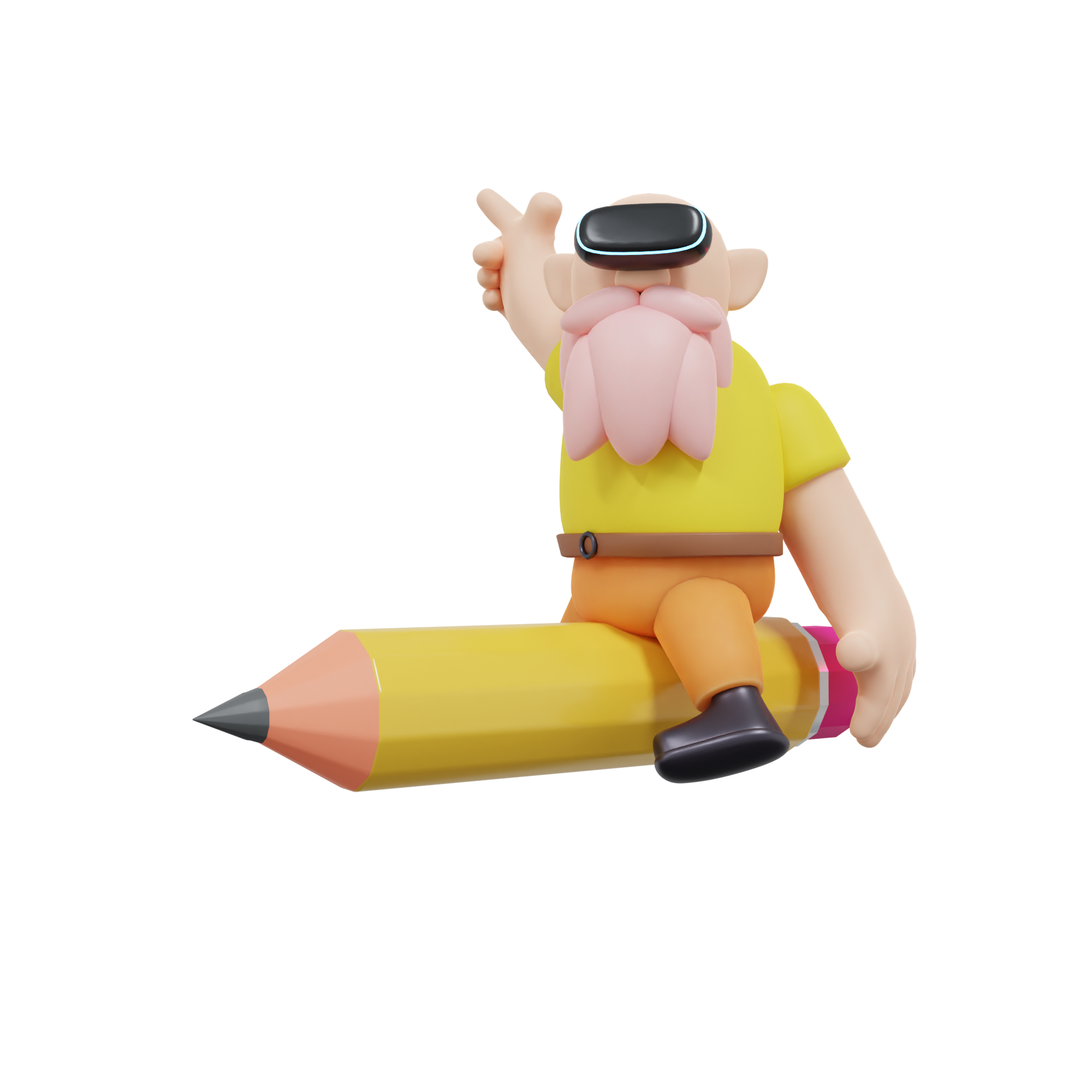 Creative Writing Wizard Riding Pencil 3D Character
