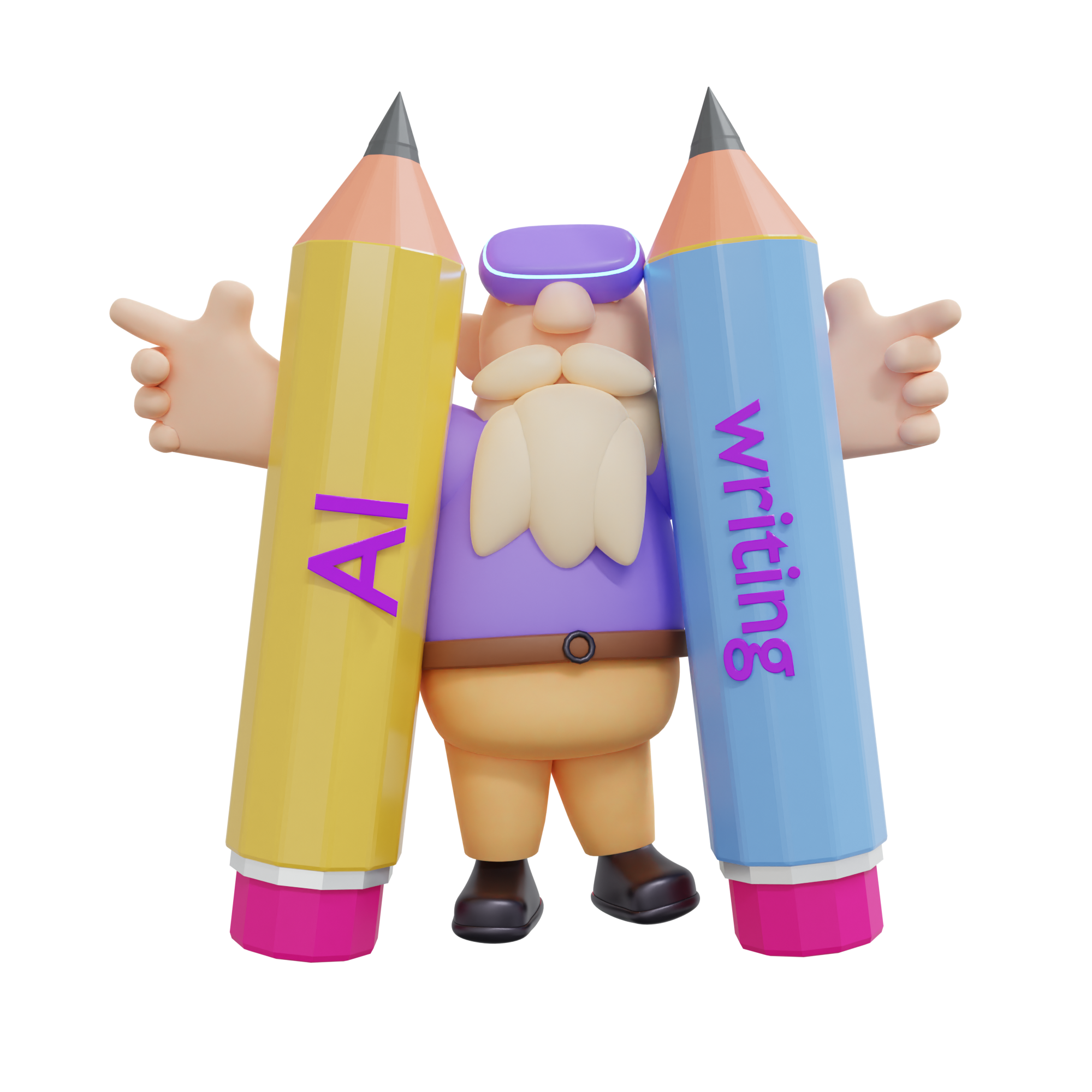 Creative AI Writing Wizard 3D Character