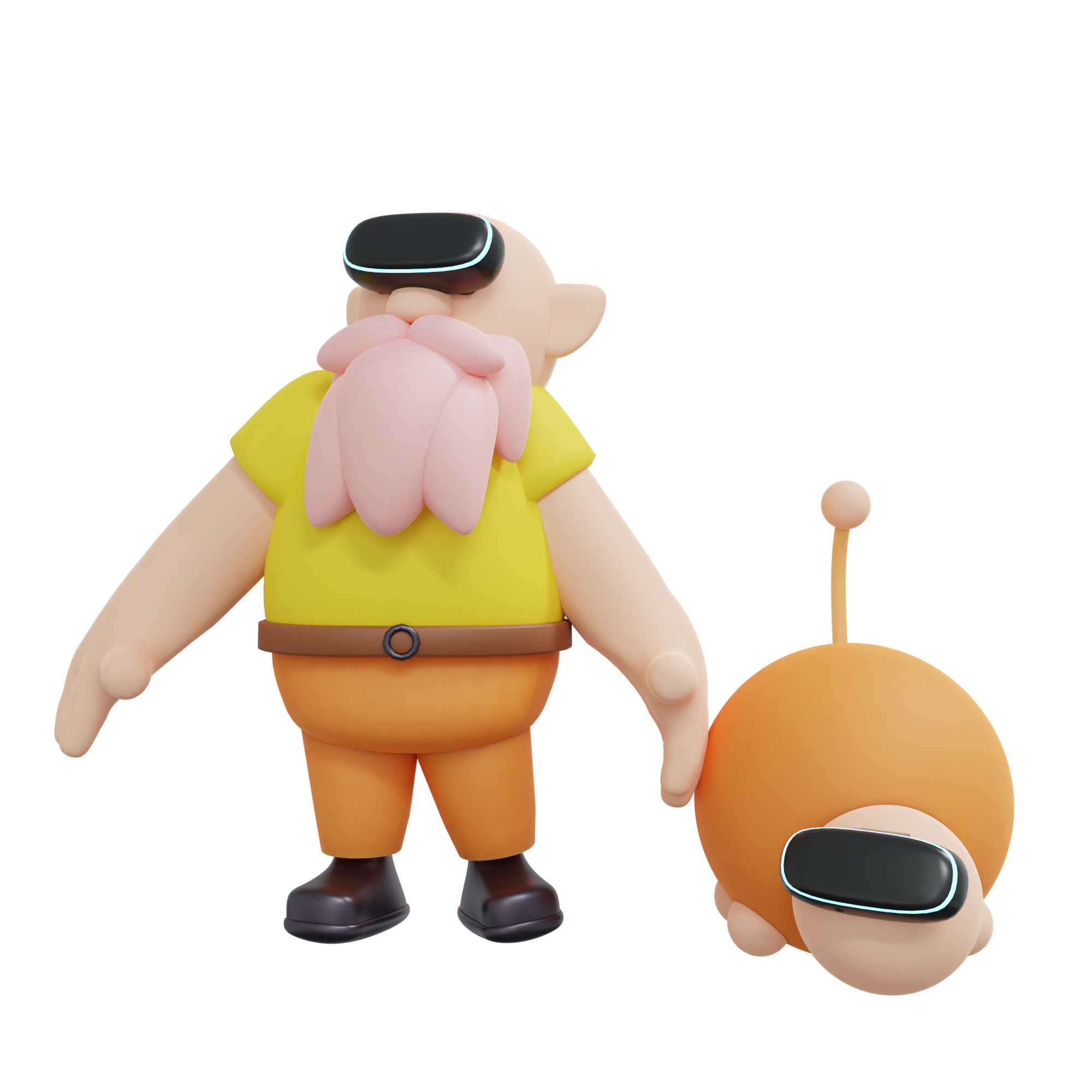 AI Wizard with Virtual Pet 3D Character Illustration